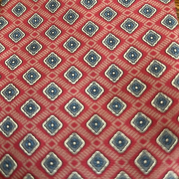 Christian Dior Monsieur 100% Silk Tie. Red Blue Geometric Pattern - Picture 2 of 8